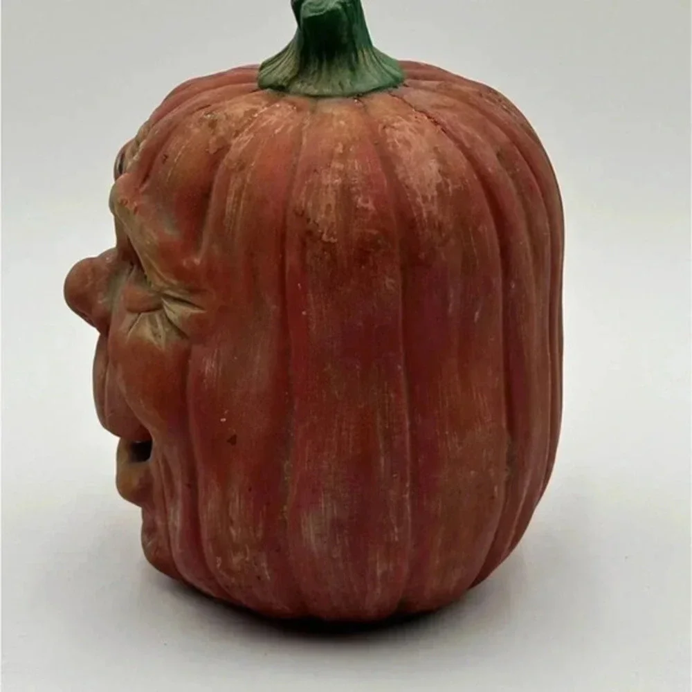 VTG 89'Scioto Mold Ceramic Halloween Face Orange Pumpkin Jack O Lantern NO LIGHT